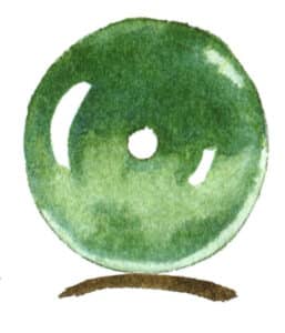 Step 05 Paint the jade pendant’s cast shadow with ivory black and raw umber to complete the artwork.