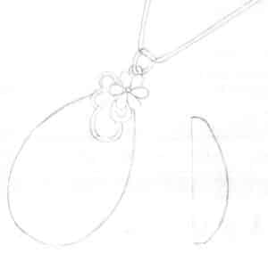 Step 04 Sketch the jade’s side view contour in the blank area on the right, adjust lines for accuracy, and maintain a clean layout.