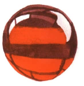 Step 03 Paint the agate’s local color with vermilion. Add violet to the mixture and apply it to shadow areas.