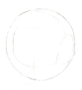 Step 02 Lightly sketch the light-dark boundary line inside the gold bead with casual, loose lines.