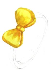 Step 05 Add orange to the color mixture to further deepen the bow’s shadows.