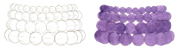 Step 03 Outline the glass beads’ internal structures (e.g., light-dark boundaries, highlights) with loose lines. Step 04 Mix violet with water for a diluted base layer and apply it to the bracelet.
