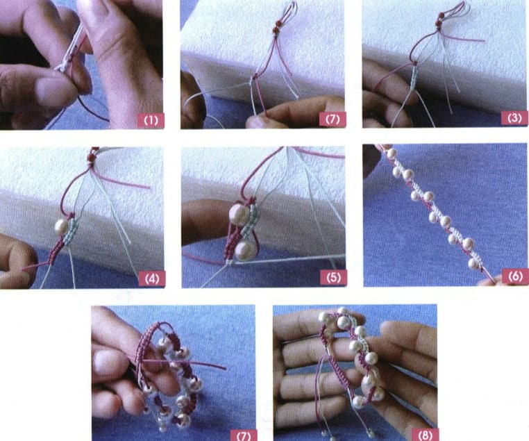 Figure 4-29 Making a Crown Knot Beaded Bracelet