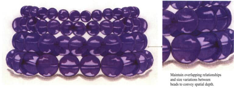 Step 07 Mix ivory black with violet to paint the cast shadow. Highlight reflections and add sparkle with white pigment to finish.