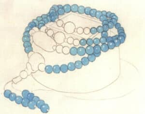 Step 04 Apply cerulean blue as the base layer to the turquoise sections, reserving whites for highlights to ensure breathability.