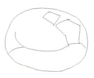 Step 02 Lightly outline the garnet’s internal light-dark boundary line with a pencil.