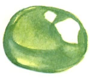 Step 04 Before the surface fully dries, paint the garnet’s shadows with cerulean blue, allowing colors to blend naturally with the paper’s moisture.