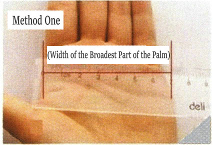 Use a ruler (soft tape) to measure the width of the palm (excluding the thumb)