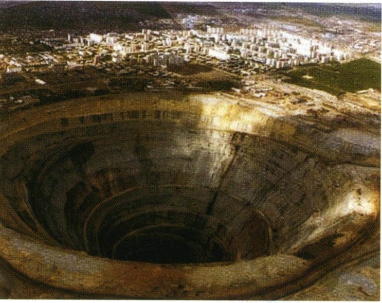 A Soviet mine rich in diamond deposits