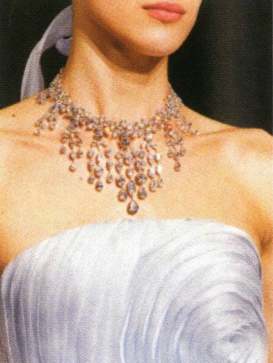 Diamond jewelry paired with white evening gowns