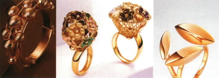 Rings with large floral heads and thin bands