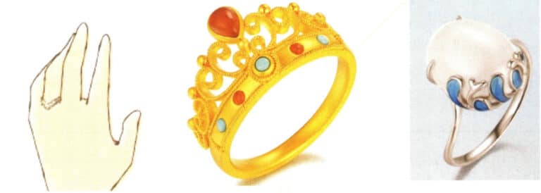 Rings with cabochon gemstone settings