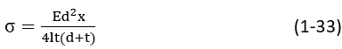Using the known elastic modulus of the plane and the measured elongation and contraction values when a plating layer of a certain thickness is deposited, the average internal tensile or compressive stress acting on the entire cross-section of the electroplated layer is calculated using formulas (1-32) and (1-33).