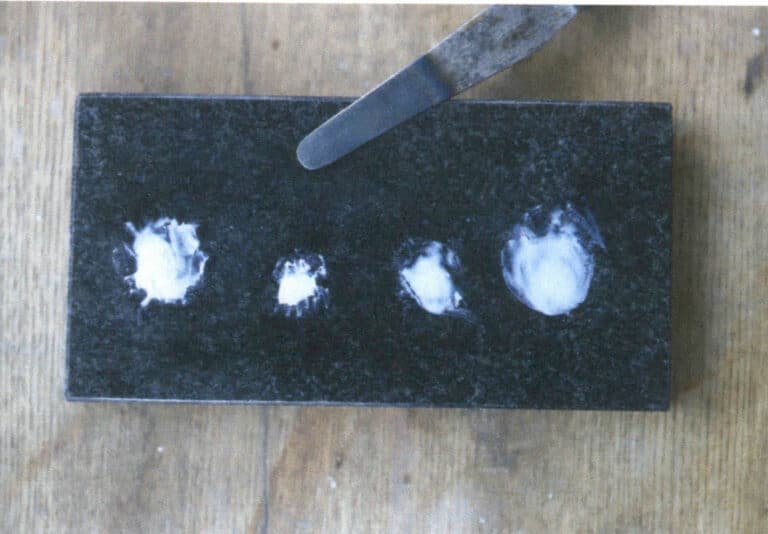 Figure 8–41 Different concentrations of white glazes mixed from Limoges white