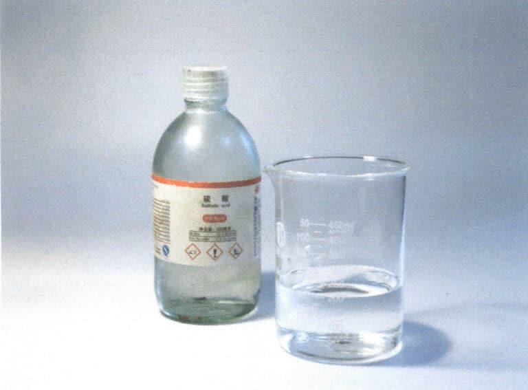 Figure 2-26 Concentrated sulfuric acid, a beaker, and 200 mL of distilled water