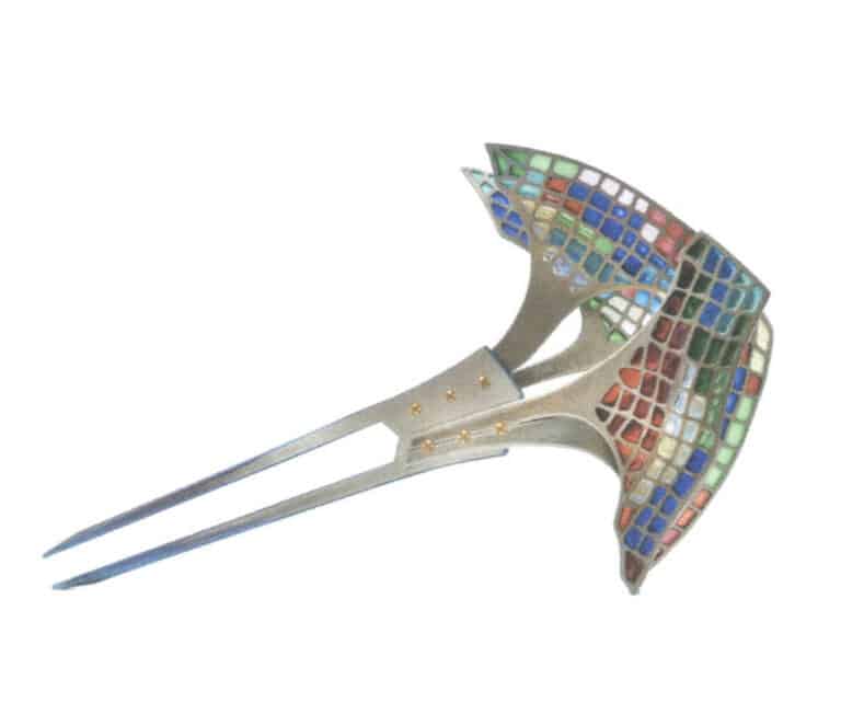 Figure 3–30 Titanium Plique-à-jour Enamel Hairpin "Color of Notre-Dame de Paris"
