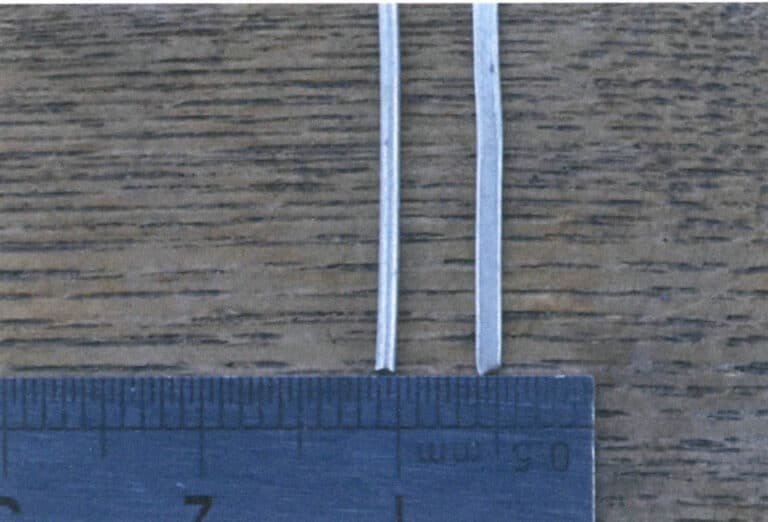 Figure 5–11 Comparison of round wire in millimeters and flattened ribbon wire