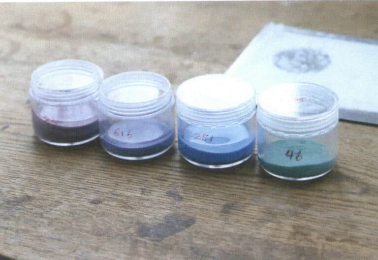 Figure 5–25 The cleaned and ground glazes with labeled color codes